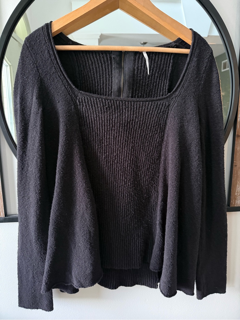 Free people Black Women's Square Neck Knit Sweater